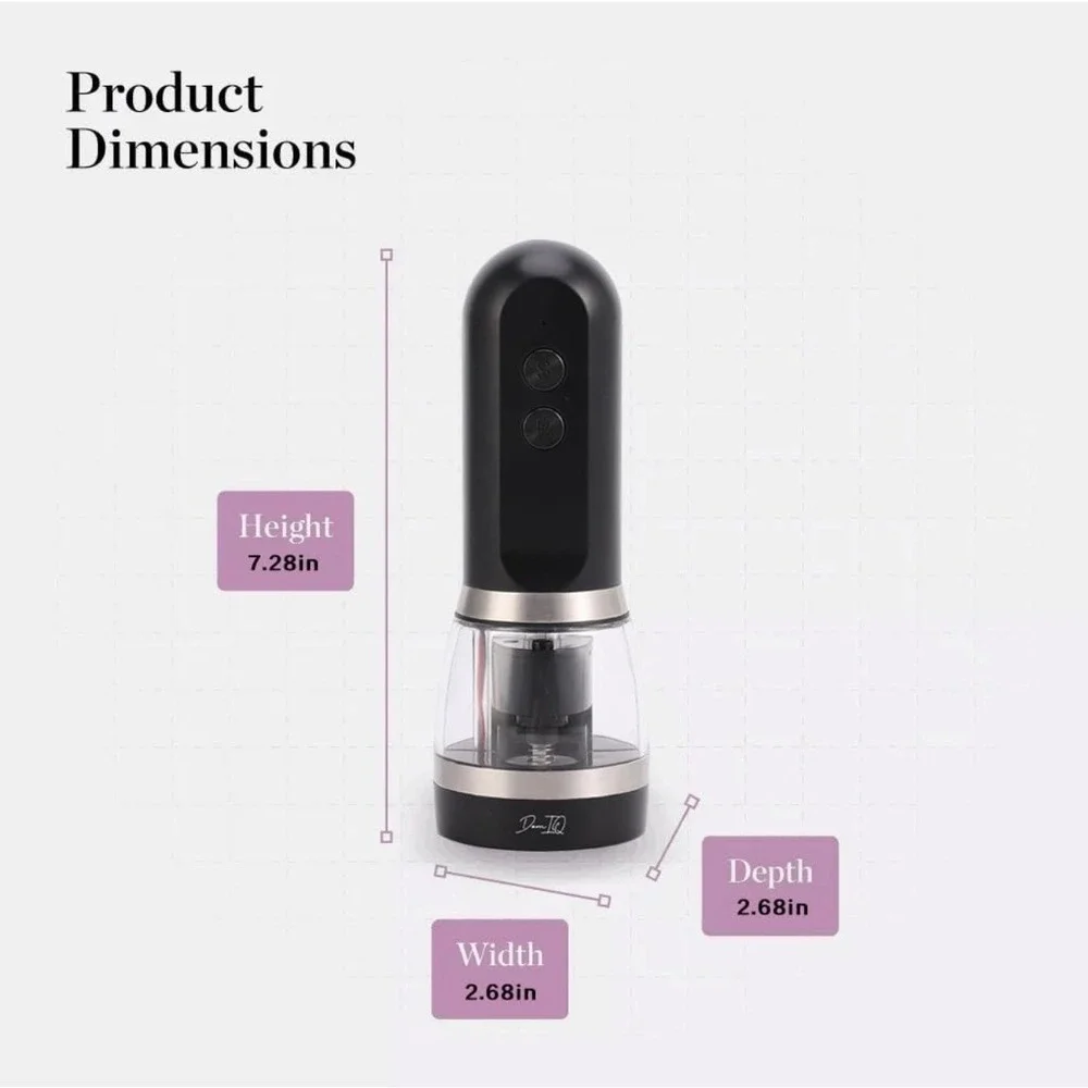 DomIQ Duo Rechargeable Salt and Pepper Mill Electric 2-in-1 Grinder USB Black